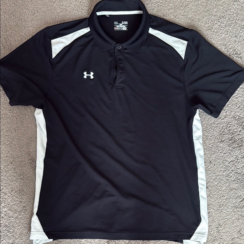 Under Armour Men's Black and White Polo Shirt